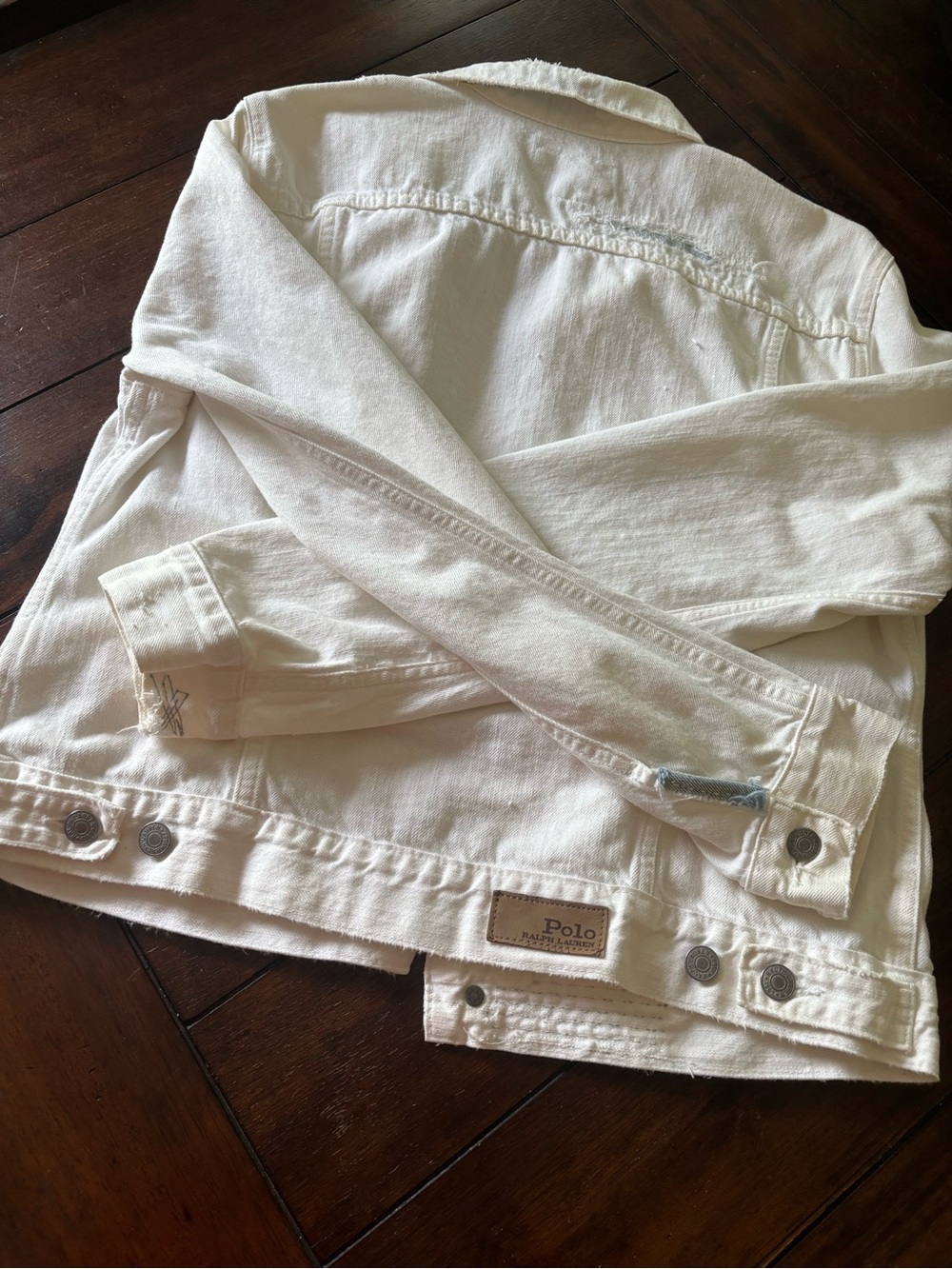 Authentic Lauren White Distressed Denim Jacket - Picture 5 of 7